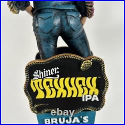 Shiner Texhex IPA Bruja's Brew Witch Figural cow girl LED eyes beer tap handle