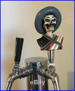 Skull Bandito Zapata figural beer tap handle for kegerator! Mexican Zombie