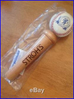Stroh's Baseball Beer Tap Handle BNIB Draft Keg Knob Ball Bat Man Cave MLB Wood