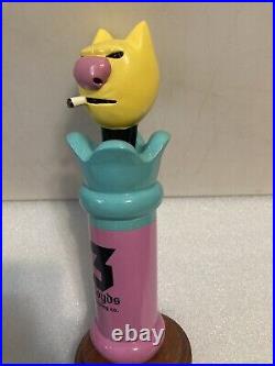 THREE FLOYDS GUMBALL HEAD SMOKING CAT Draft beer keg tap handle. INDIANA. Rare