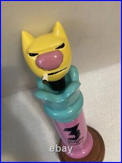 THREE FLOYDS GUMBALL HEAD SMOKING CAT Draft beer keg tap handle. INDIANA. Rare