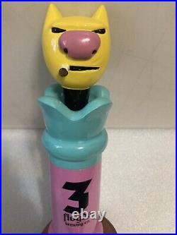 THREE FLOYDS GUMBALL HEAD SMOKING CAT Draft beer keg tap handle. INDIANA. Rare