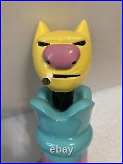 THREE FLOYDS GUMBALL HEAD SMOKING CAT Draft beer keg tap handle. INDIANA. Rare