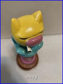 THREE FLOYDS GUMBALL HEAD SMOKING CAT Draft beer keg tap handle. INDIANA. Rare