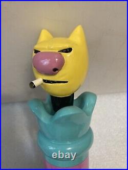 THREE FLOYDS GUMBALL HEAD SMOKING CAT Draft beer keg tap handle. INDIANA. Rare