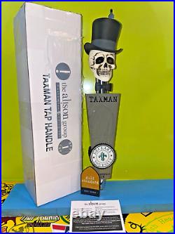Taxman Brewing BEER Tap Handle NIB 13 Skull Top Hat GOLD Standard INDIANA Brew