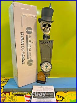 Taxman Brewing BEER Tap Handle NIB 13 Skull Top Hat GOLD Standard INDIANA Brew