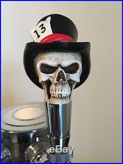 Top hat 13 skull figural beer tap handle for kegerators! Brand New! Skeleton