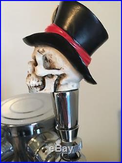 Top hat 13 skull figural beer tap handle for kegerators! Brand New! Skeleton