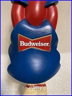 VINTAGE BUDWEISER BUDMAN BEER BELLIED SUPERHERO draft beer tap handle. USA