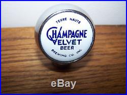 VINTAGE CHAMPAGNE VELVET BEER Ball Tap Knob Handle Terre Haute Brewing Indiana