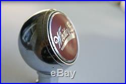 Vintage Chrome White Cap Beer Tap Knob Handle Antique Tapper Rare