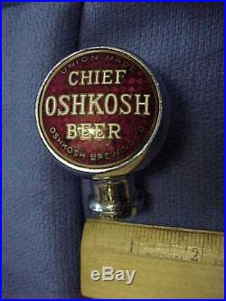VINTAGE OSHKOSH BREWING CO. DRAUGHT METAL BEER TAP HANDLE CHIEF UNION MADE