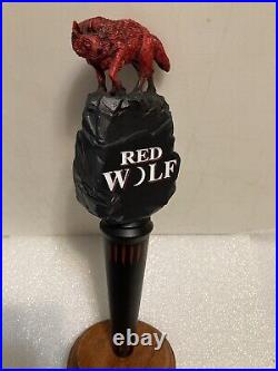 VINTAGE RED WOLF draft beer tap handle. ANHEUSER BUSCH, U. S. A. 1995