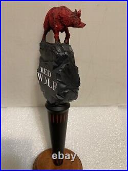 VINTAGE RED WOLF draft beer tap handle. ANHEUSER BUSCH, U. S. A. 1995