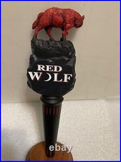 VINTAGE RED WOLF draft beer tap handle. ANHEUSER BUSCH, U. S. A. 1995