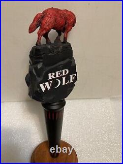 VINTAGE RED WOLF draft beer tap handle. ANHEUSER BUSCH, U. S. A. 1995