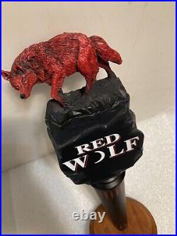 VINTAGE RED WOLF draft beer tap handle. ANHEUSER BUSCH, U. S. A. 1995