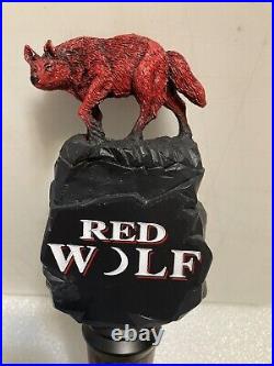 VINTAGE RED WOLF draft beer tap handle. ANHEUSER BUSCH, U. S. A. 1995