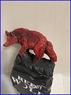 VINTAGE RED WOLF draft beer tap handle. ANHEUSER BUSCH, U. S. A. 1995