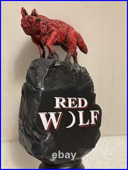 VINTAGE RED WOLF draft beer tap handle. ANHEUSER BUSCH, U. S. A. 1995