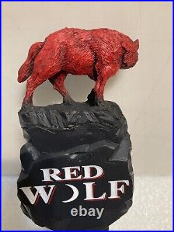 VINTAGE RED WOLF draft beer tap handle. ANHEUSER BUSCH, U. S. A. 1995