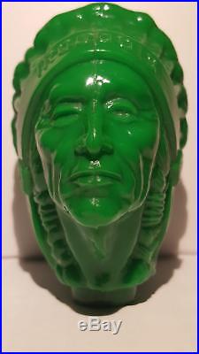 Very Rare / Vintage Iroquois (green) Indian Head Beer Tap Knob Handle Buffalo Ny