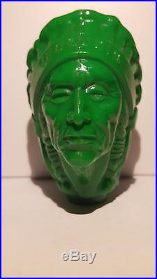 Very Rare / Vintage Iroquois (green) Indian Head Beer Tap Knob Handle Buffalo Ny