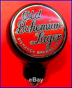 Vintage 1930s Old Bohemian Lager Beer Ball Knob Tap Handle Bismarck Brewing RARE