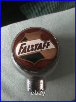 Vintage Falstaff Beer Ball Tap Knob Handle St. Louis Chrome Enamel