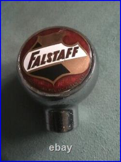 Vintage Falstaff Beer Ball Tap Knob Handle St. Louis Chrome Enamel