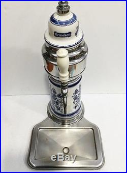 Vintage Heineken Tap Dispenser Tower Handle Faucet Beer Ceramic, Stainless Steel