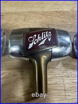 Vintage Lot Of 3 1950s Schlitz Chrome Barrel Beer Tap Handles