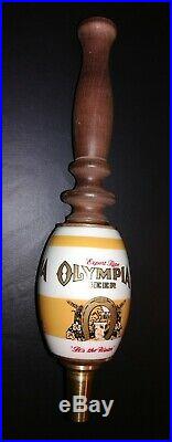 Vintage Olympia Beer Barrel Tap Handle (Brass, Ceramic, and Wood)
