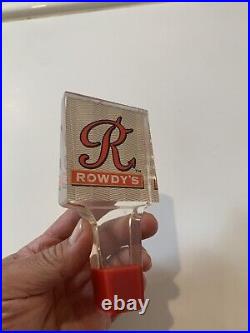 Vintage Rowdy's Beer Acrylic Beer Tap Handle Water Street Brewing Company WOW