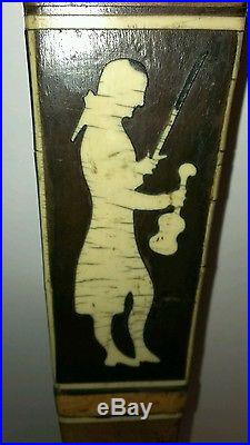 Vintage unique rare wood bone cellulod inlay violin player beer tap handle LQQK
