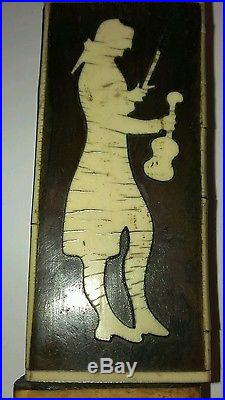 Vintage unique rare wood bone cellulod inlay violin player beer tap handle LQQK