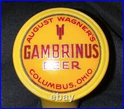 Vtg GAMBRINUS BEER August Wagner Brewing Columbus Ohio Ball Tap Handle Knob