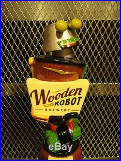 WOODEN ROBOT BREWERY Charlotte NC RARE Highly Sought-After Beer Tap Handle